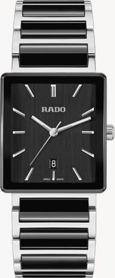 RADO Integriertes Quarzwerk (31,5 mm), schwarzes, gebürstetes Zifferblatt / schwarzes Hightech-Keramik- und Stahlarmband R20255162
