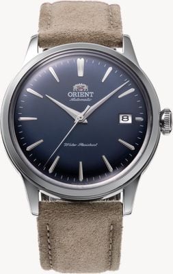 Orient Bambino automático (38 mm) mostrador azul / pulseira de couro marrom RA-AC0M12L30B