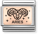 Nomination Classic Aries 9ct Rose Gold & Steel Charm 430112/01