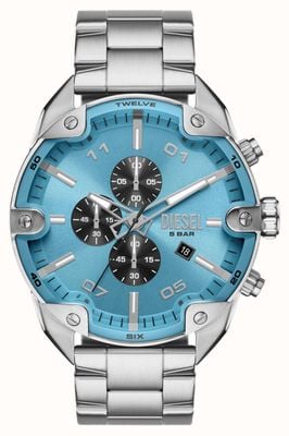 Diesel Quadrante cronografo blu a spillo (49 mm) da uomo/bracciale in acciaio inossidabile DZ4655