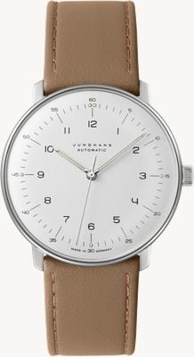 Junghans 最大账单 |自动 |米色皮革表带|蓝宝石玻璃 27/3502.02