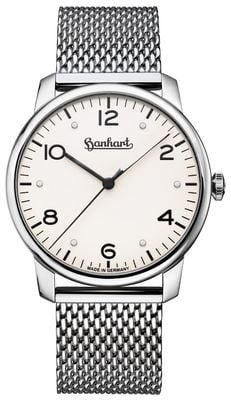 Hanhart PIONEER Silva (38.5mm) White Dial / Milanese Mesh Stainless Steel Bracelet 782.250-9428