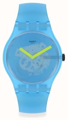 Swatch Desfoque do oceano | pulseira de silicone azul | mostrador azul transparente SUOS112