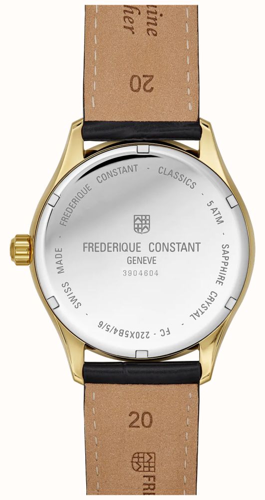 Frederique Constant Classics Quartz Date (40mm) Cream Clous de Paris Guilloché / Black Leather Strap FC-220CR5B5 - альтернативный вид 3