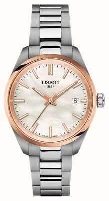 Tissot Pr 100 (34 mm) cadran en nacre blanche / bracelet en acier inoxydable T1502102111100