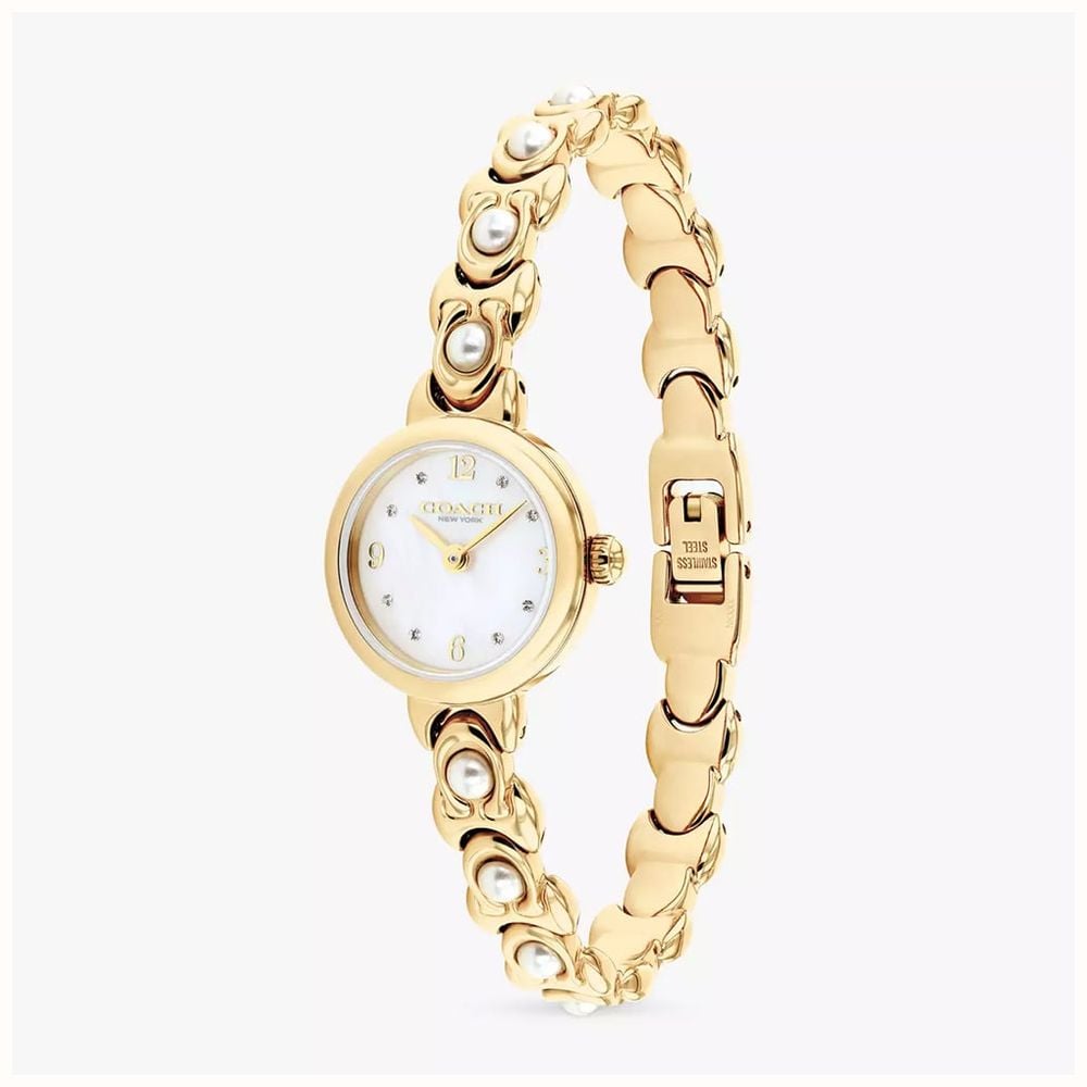 Coach Ladies Iris Mother of Pearl Dial Golden Pearl Bracelet Watch 14504699 - vista alternativa 2