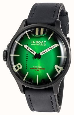 U-Boat Darkmoon Kama PVD (46.5mm) Photochromic Green-Black Soleil Dial / Black Calfskin Leather Strap Watch 3343