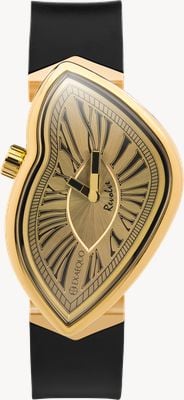 Exaequo Melting Watch Revolve IP Gelbgold (33 mm) goldenes Zifferblatt / schwarzes Silikonarmband EX 0032.0003