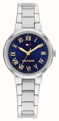Tommy Hilfiger Becca Quarzuhr mit drei Zeigern (28 mm), blaues Zifferblatt / Edelstahlarmband 1782902