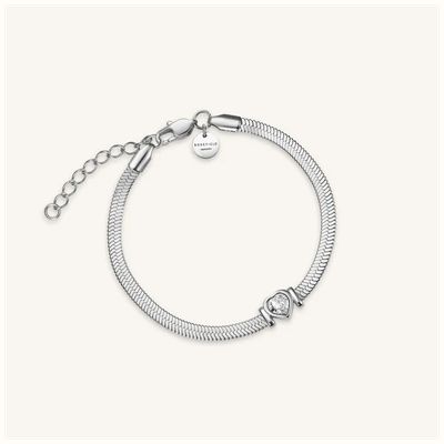 Rosefield Jewellery Pulseira serpente coração branco prata JBSWS-J1011