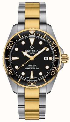 Certina Ds action diver 43 mm powermatic 80 zwartkleurige toonarmband C0326072205100