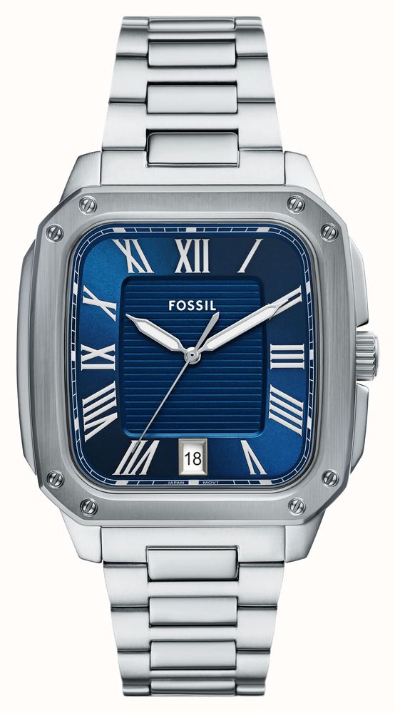 Fossil Men's Crosby (42mm) Textured Blue Dial / Stainless Steel