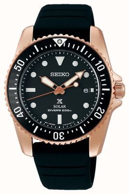 Seiko Prospex compact solar 38.5mm reloj dorado rosa con esfera negra SNE586P1