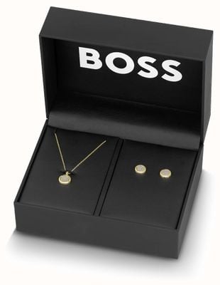 BOSS Jewellery Women's Earrings and Necklace Gift Set | Crystal Set | Gold Tone 1570149