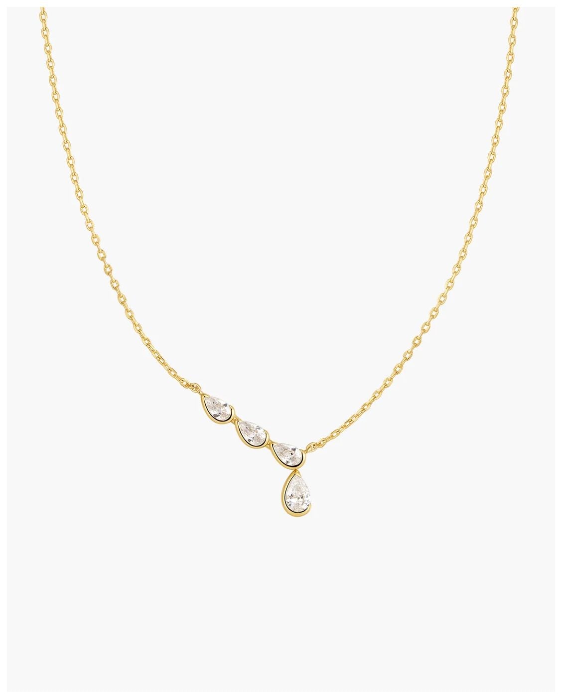 Ania Haie Gold Half-Bezel Angled & Dangle Teardrop Necklace Jewellery