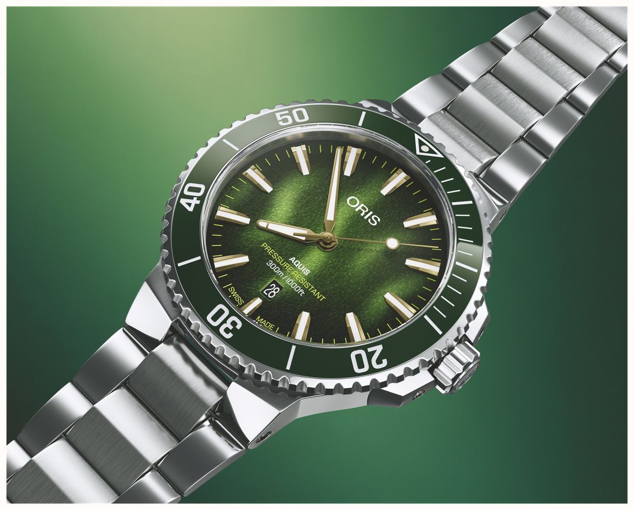 ORIS Aquis Date Kelp Forest Limited Edition (41.5mm) Ocean Green 3D Dial / Stainless Steel Bracelet 01 733 7787 4187-SET - vista alternativa 12