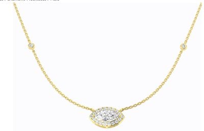 9ct Yellow Gold Marquise & Round Lab-Grown Diamond Necklace SN2199(LG-YG)
