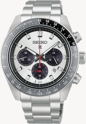 Seiko Prospex Speedtimer “Racing” Solar Chronograph (41.4mm) Silver Tone Dial / Stainless Steel Bracelet HBJ001P1