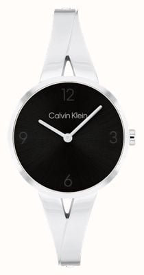 Calvin Klein Damska radosna (30 mm) czarna tarcza i bransoletka ze stali nierdzewnej 25100026