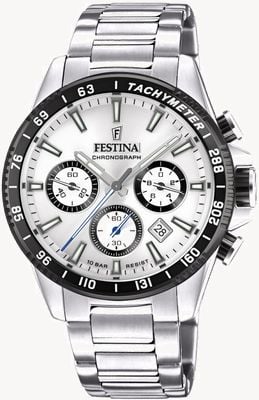 Festina 男士计时码表|银色表盘|不锈钢手链 F20560/1