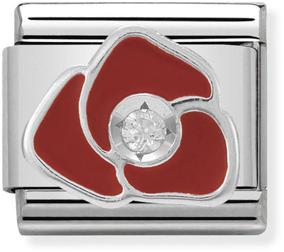 Nomination Composable CL SIMBOLS Stainless Steel Enamel 1 Cub. Zirc And 925 Silver RED Rose 330305/05