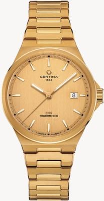Certina DS-7 Powermatic 80 (39 mm) cadran doré / bracelet en acier inoxydable doré C0434073336100