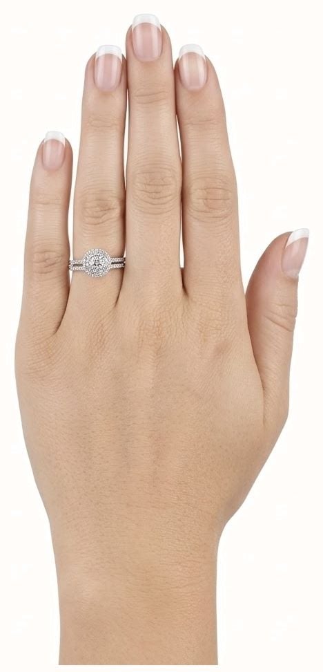 0.66ct Round Brilliant Natural Diamond 9ct White Gold Halo Cluster Ring & Matching Eternity Ring ES13788CA-9G14699W - vue alternative 5