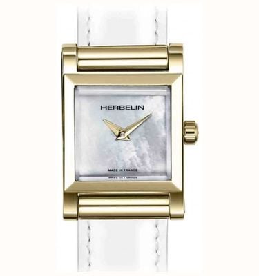 Herbelin Antarès boîte horlogekast (19,5 mm) parelmoer wijzerplaat / gouden pvd roestvrijstalen kast - alleen kast H17144P09