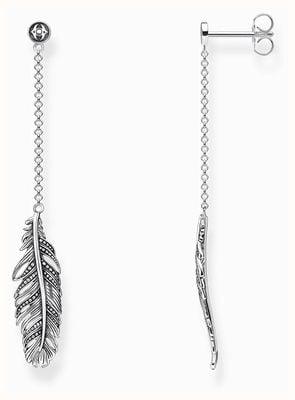 Thomas Sabo Drop Stud Earrings | Sterling Silver | Feather Charm H2109-637-21