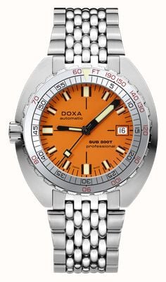 DOXA Montre Aristera Professional Sub 300t (42,5 mm) avec cadran iconique orange et bracelet en acier inoxydable grain de riz 840.10.351.10-SE10