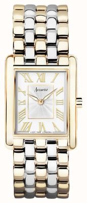 Accurist Rectangle Womens | White Dial | Two Tone Stainless Steel Bracelet 71009