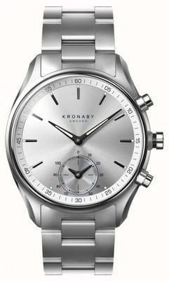 Kronaby Montre intelligente hybride Sekel (43 mm), cadran argenté / bracelet en acier inoxydable à 3 maillons S0715/1
