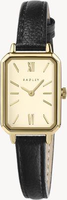 Radley Relógio de quartzo com dois ponteiros (26 mm), mostrador champanhe / pulseira de couro preta RY22038