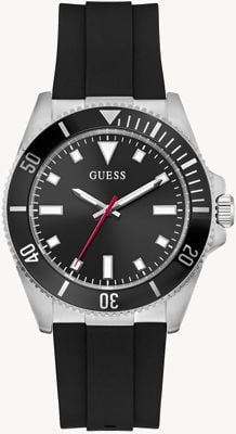 Guess Cliff（41毫米）黑色太阳纹表盘/黑色硅胶表带 GW0969G1