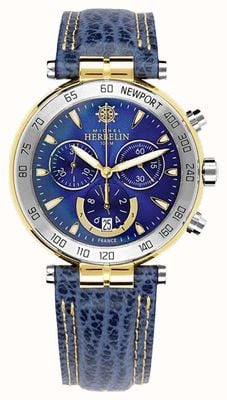 Herbelin Newport Originals Chronograph (40 mm) blaues Zifferblatt / blaues Leder 37654/T35