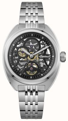 Ingersoll THE WRANGLER Automatic (44mm) Black Skeleton Dial / Stainless Steel Bracelet I16901