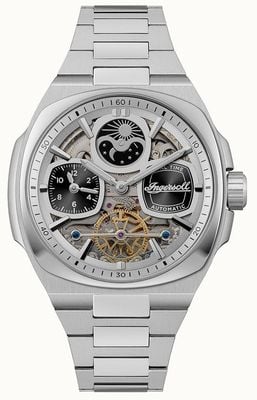 Ingersoll THE SPIRIT Automatic (46.7mm) Silver Skeleton Dial / Stainless Steel Bracelet I15802