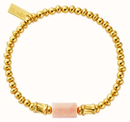 ChloBo Love Spirit Stone Bracelet - Pink Opal - 18ct Gold Plated (18cm) GBSSPO