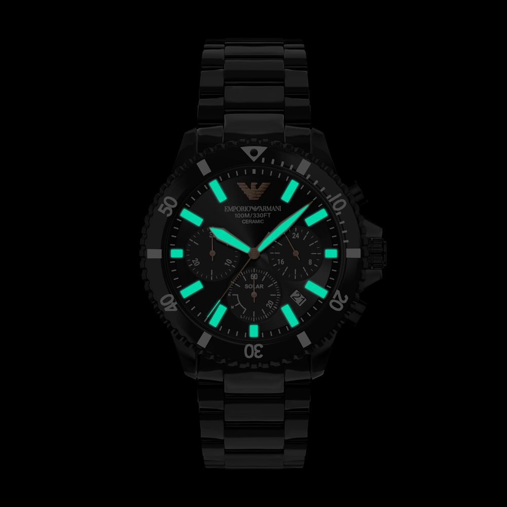 Emporio Armani Solar Chronograph (44mm) Black Dial / Black Ceramic Bracelet AR70022 - alternative Ansicht 5