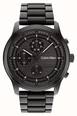 Calvin Klein Heren | zwarte chronograaf wijzerplaat | zwarte roestvrijstalen armband 25200209