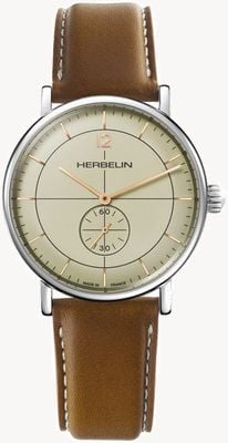Herbelin Inspiración masculina | esfera de champán | correa de cuero marrón 18247AP17TRGD