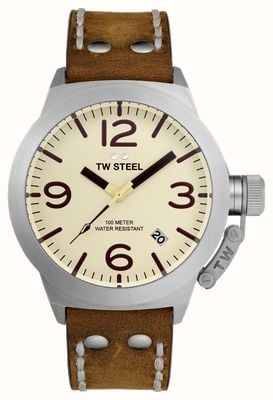 TW Steel Canteen (45mm) Cream Dial / Brown Italian Leather Strap CS100