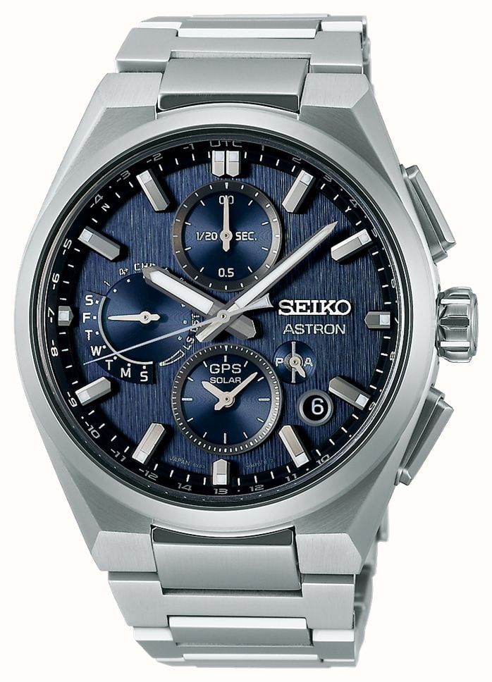 Seiko Astron GPS Solar 5X Dual Time Chronograph In Infinite Blue SSH161J1 First Class Watches CAN