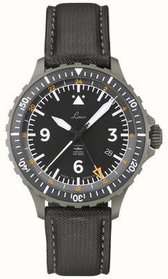 Laco Hamburg GMT DIN 8330 (43,5 mm) schwarzes Zifferblatt / schwarzes wasserdichtes Nytech-Armband 862165