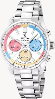 Festina Boyfriend quartz chronograaf (37,5 mm) met veelkleurige wijzerplaat / roestvrijstalen armband F20753/6