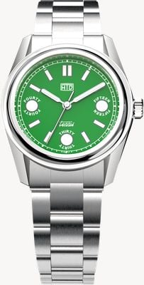 HTD Tennis sport erba automatic (37mm) Grün 'score' Zifferblatt / Edelstahl-Armband Uhr T23S01_E