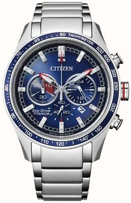 Citizen Super tytanowy męski | chronograf | jazda ekologiczna | niebieska tarcza | tytanowa bransoletka CA4490-85L