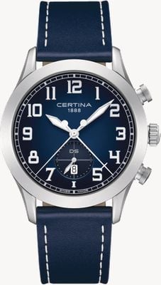 Certina DS Pilot Quartz (43mm) Blue Fumé Dial / Blue Leather Strap C0246171604200