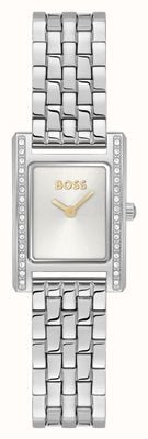 BOSS Lucy precious (18,5 mm) zilveren wijzerplaat / roestvrijstalen band 1502816