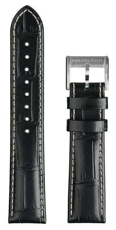 Hamilton Straps Bracelet en cuir noir Khaki Field Â« Murph montre